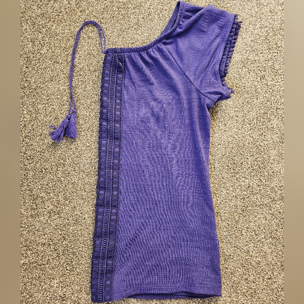 Ricki's Purple Cap Sleeve Top with crochet accent Small - Picture 2 of 10
